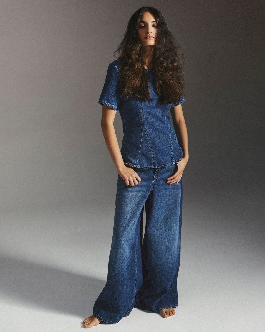 Moss Copenhagen (MSCH) - Turig Alena SS Top Mid Blue wash