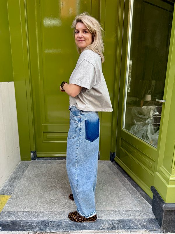 Haute l'Amitié - Crew neck crop tee Grey Mélange