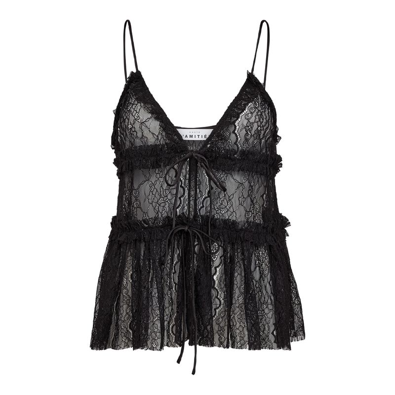 Haute l'Amitié - New Lace Tie Top Black