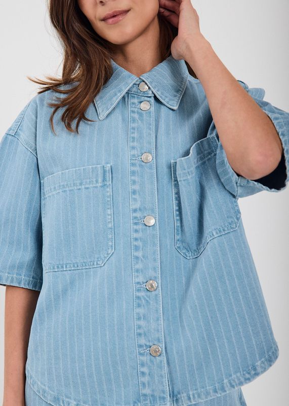 Norr - Kenzie denim shirt light blue stripe