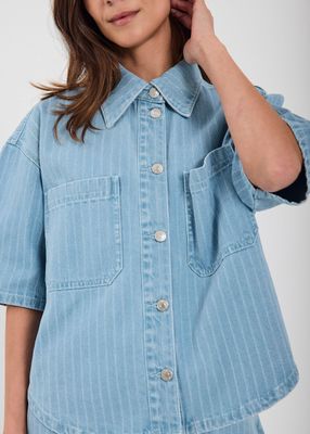 Norr - Kenzie denim shirt light blue stripe