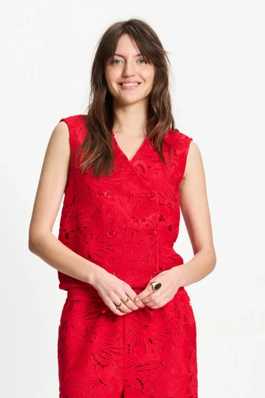 POM Amsterdam - Top Lace Bloom Red