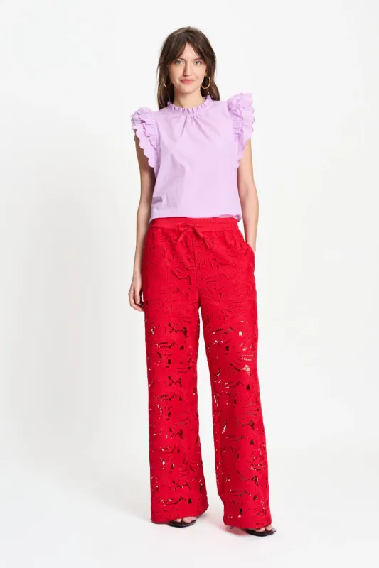 POM Amterdam - Pants Lace Bloom Red
