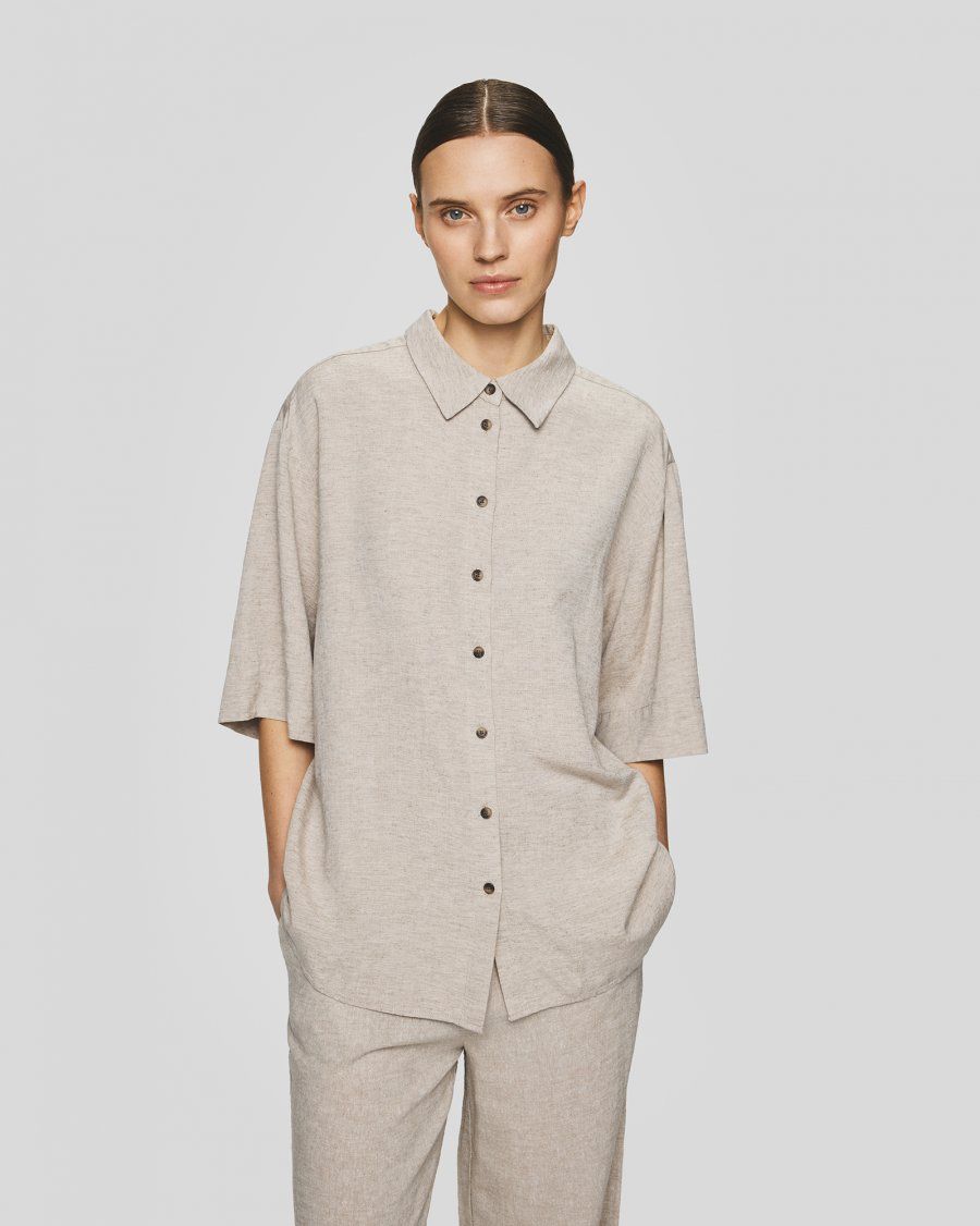 Moss Copenhagen (MSCH) - Viana Ginia 3/4 Shirt Sand Melange