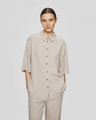 Moss Copenhagen (MSCH) - Viana Ginia 3/4 Shirt Sand Melange