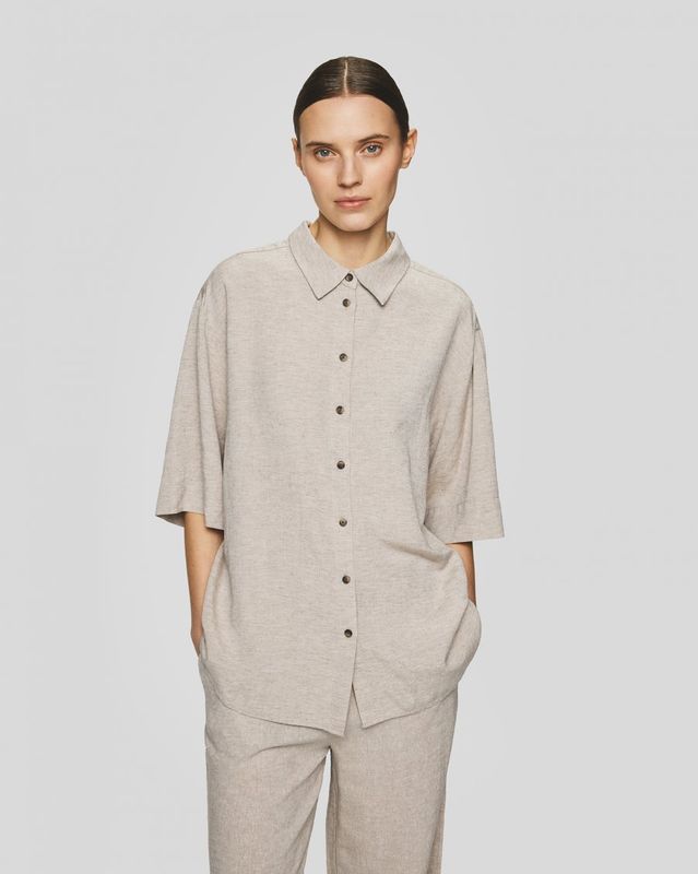 Moss Copenhagen (MSCH) - Viana Ginia 3/4 Shirt Sand Melange