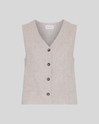 Moss Copenhagen (MSCH) - Viana Ginia V Neck Waistcoat Sand Melange
