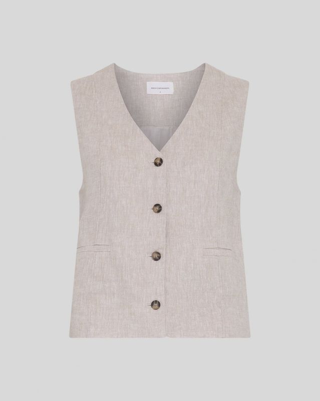 Moss Copenhagen (MSCH) - Viana Ginia V Neck Waistcoat Sand Melange