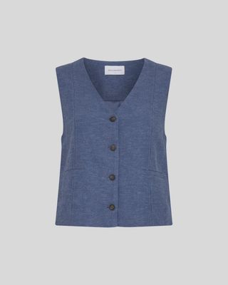 Moss Copenhagen (MSCH) - Viana Ginia V Neck Waistcoat Indigo Melange