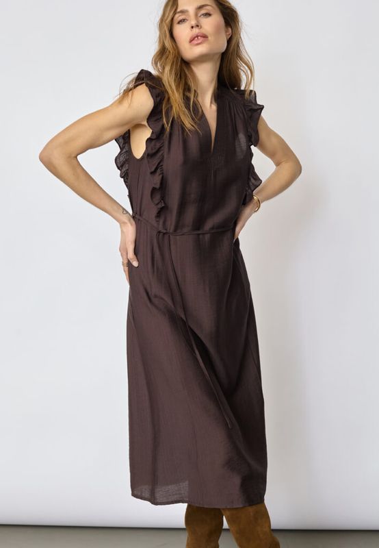 Co'Couture - Hera Frill dress Dark Brown