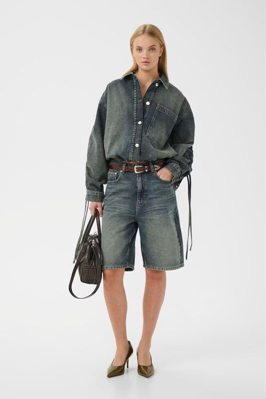 Gestuz - Susara HW Shorts blue/green wash