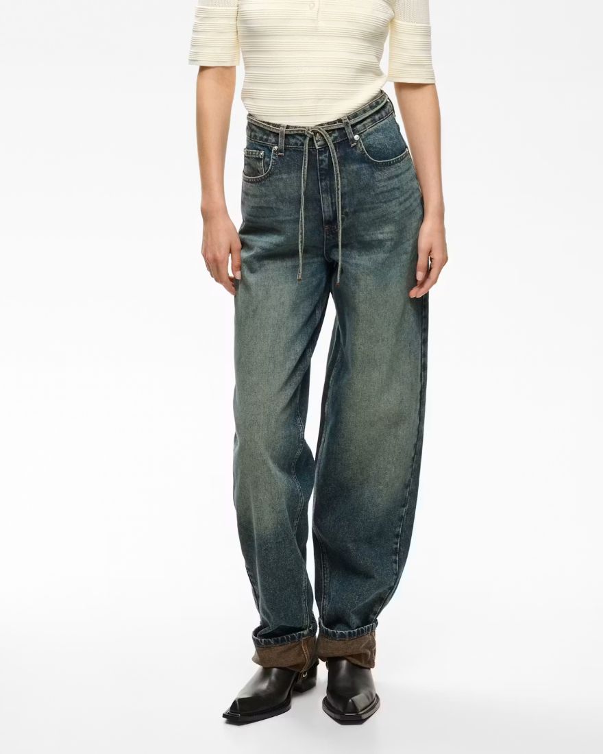 Gestuz - Susara HW barrel jeans blue/green wash