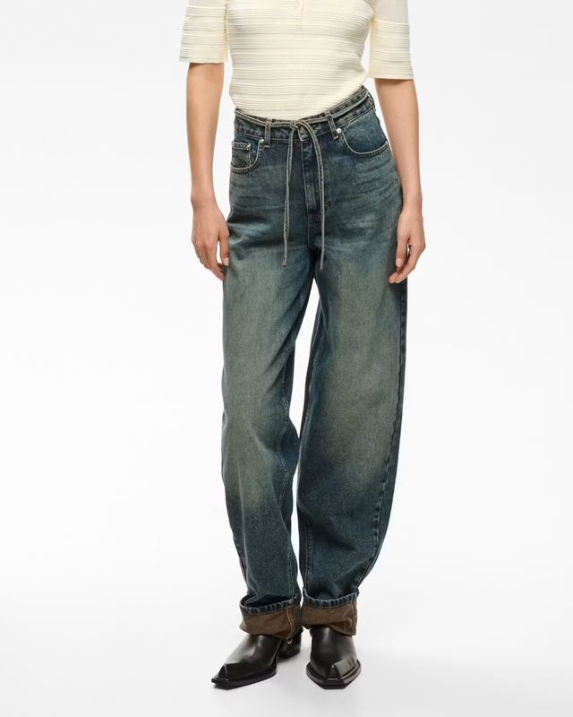 Gestuz - Susara HW barrel jeans blue/green wash