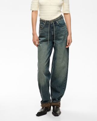 Gestuz - Susara HW barrel jeans blue/green wash