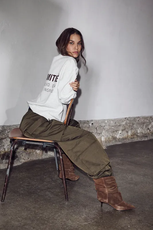 Haute l'Amitié - Back Print Studio Sweat pearl melange