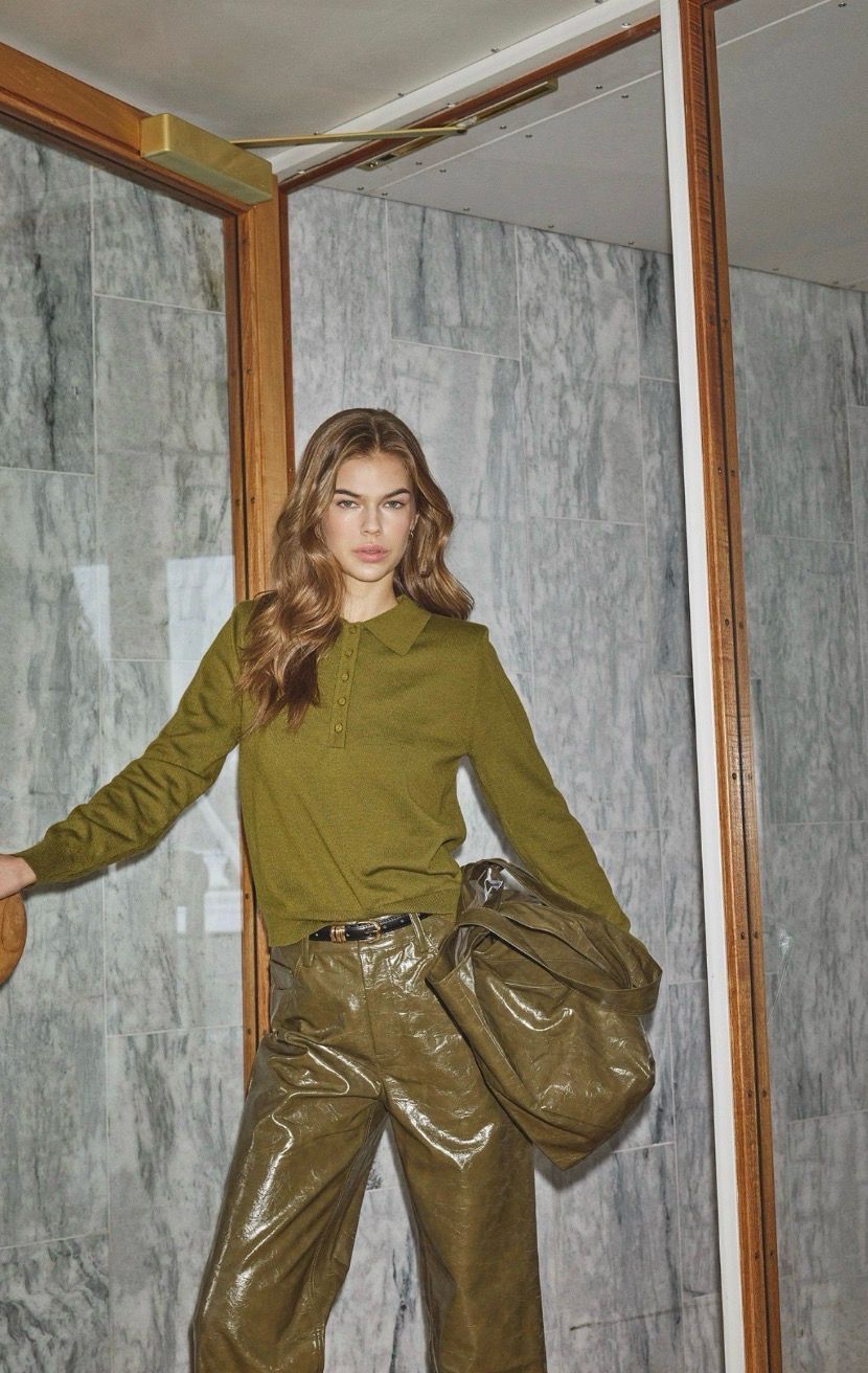 Co'Couture - Cory Padded Polo Knit Fern Green