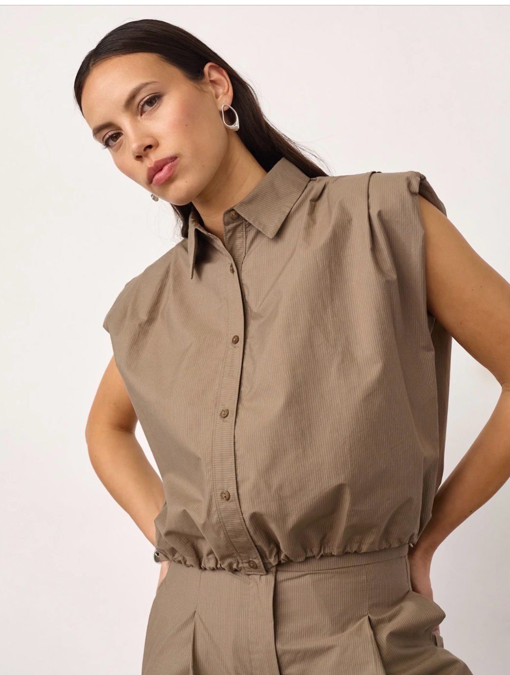Co'Couture - Ophelia Pleat Shirt Mink