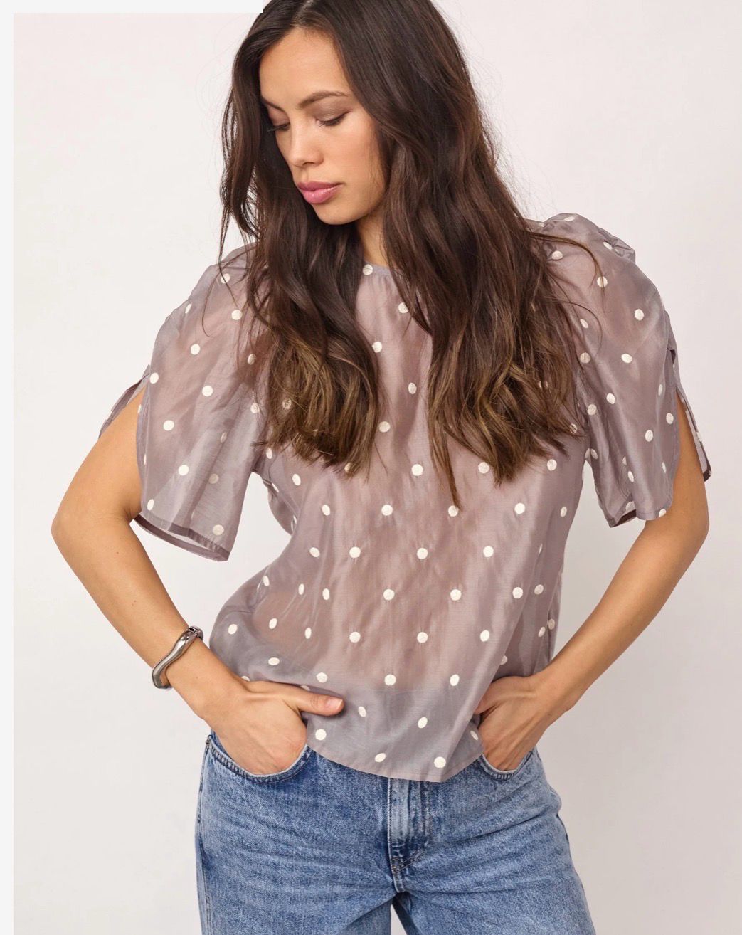 Co'Couture - Dita Dot Blouse Mink