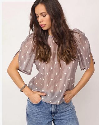 Co'Couture - Dita Dot Blouse Mink