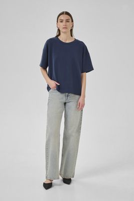 My Essential Wardrobe - EMB Boxy Tee Dark Sapphire Blue