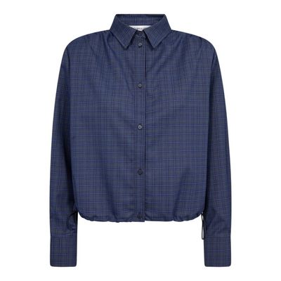 Co'Couture - Daxter Check Pleat shirt New blue