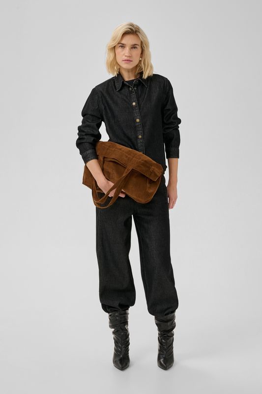 My Essential Wardrobe - Denim shirt Malle Black uni wash