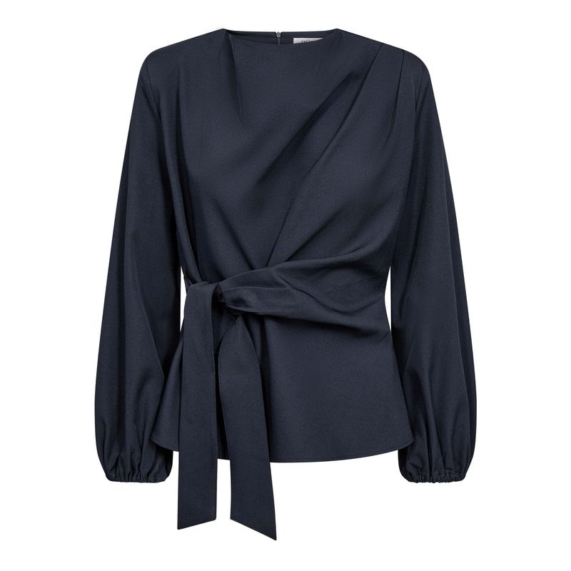 Co'Couture - Luna Tie Blouse Navy