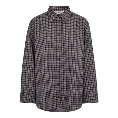 Co'Couture - Odem Check Cuff shirt Dark brown