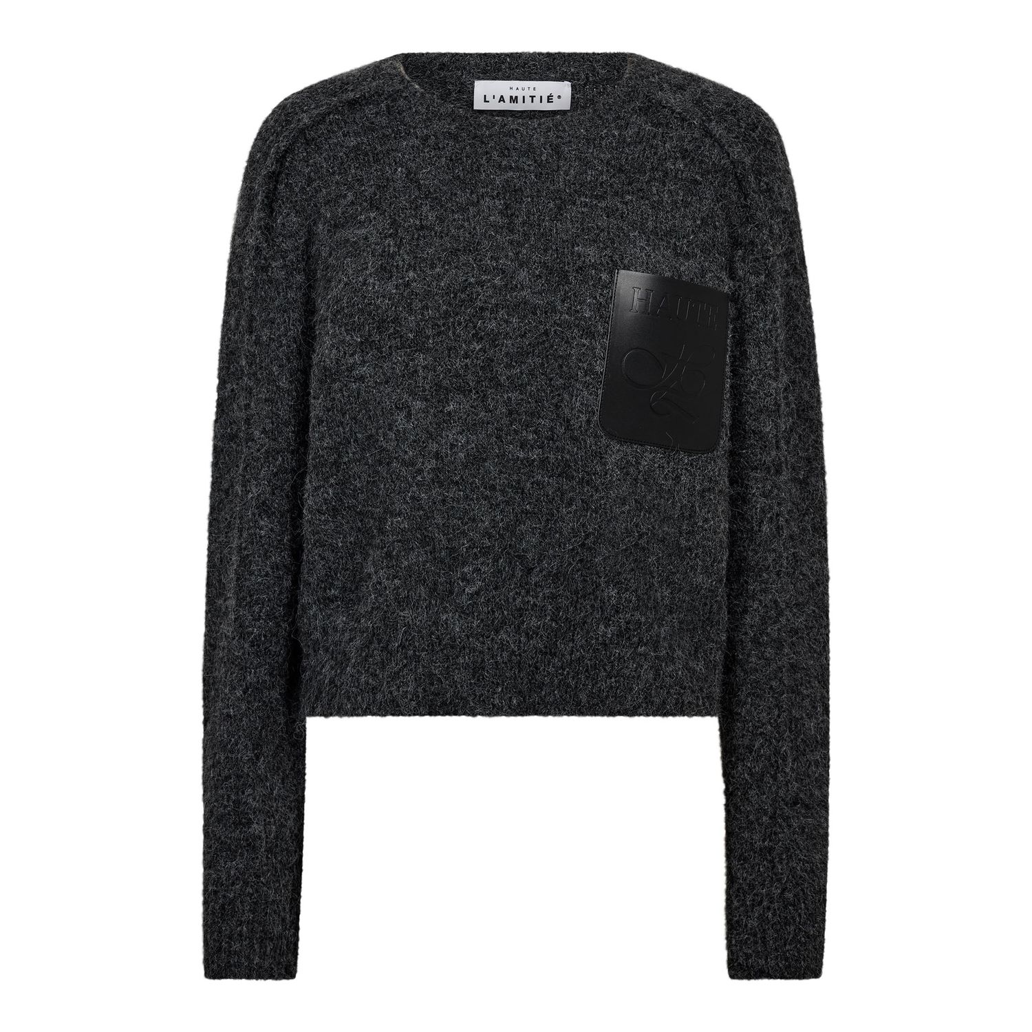 Haute L' Amitié - Darsia Reverse Crop pocket knit Antracite Melange