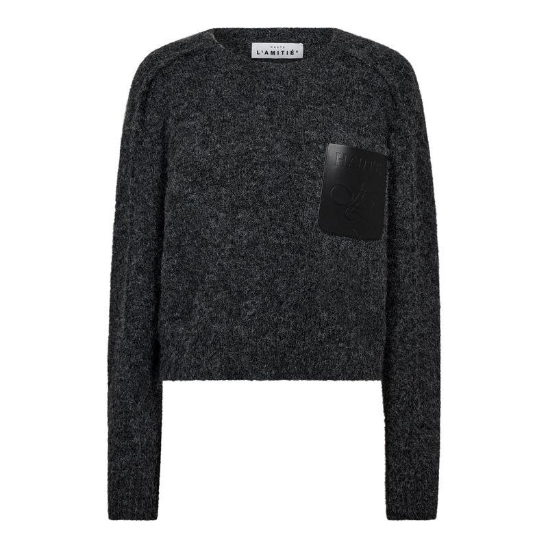 Haute L' Amitié - Darsia Reverse Crop pocket knit Antracite Melange