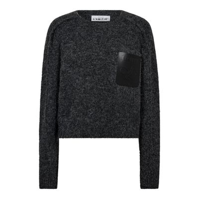 Haute L' Amitié - Darsia Reverse Crop pocket knit Antracite Melange