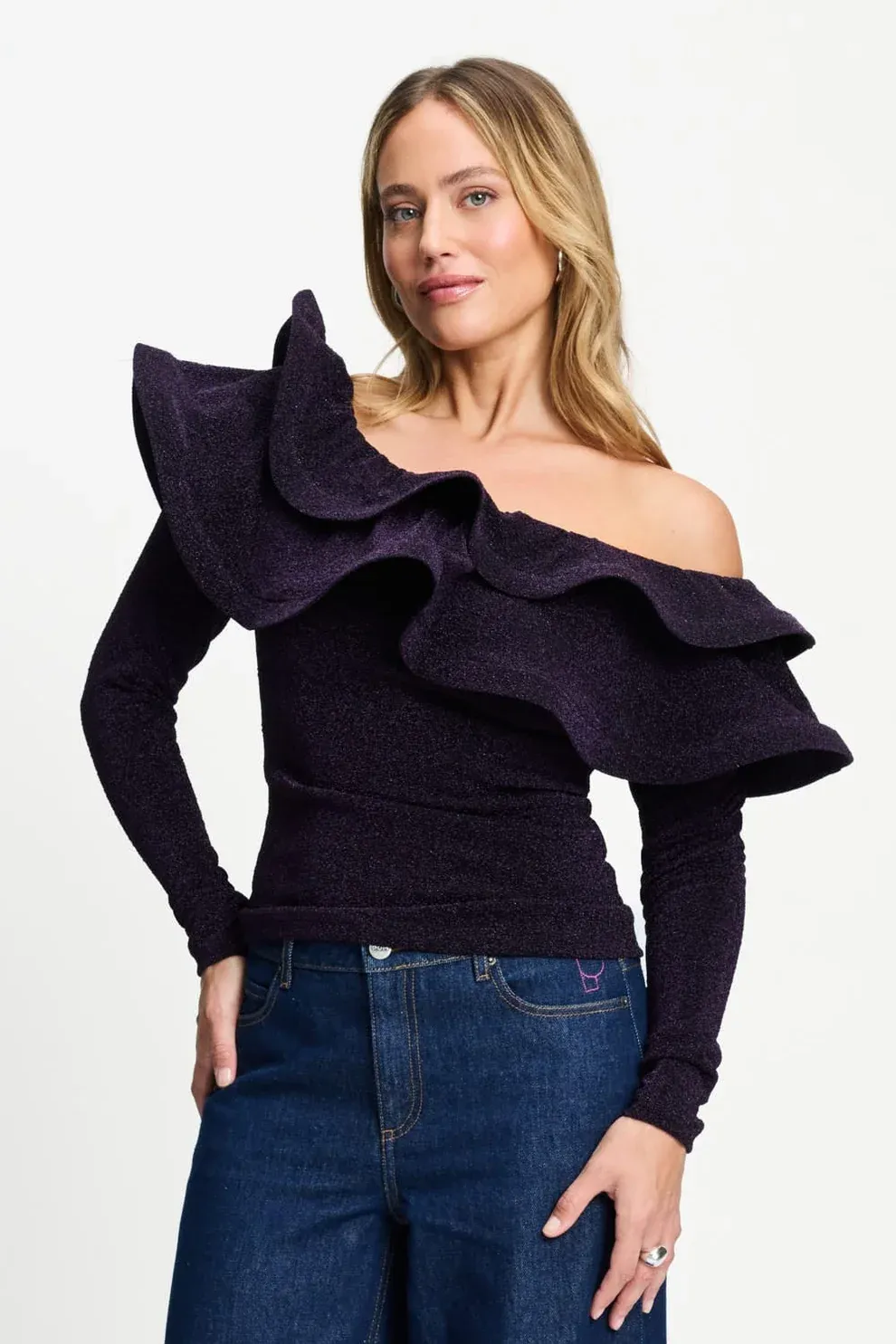 POM Amsterdam - Top Billie Shimmer  Dark Plum