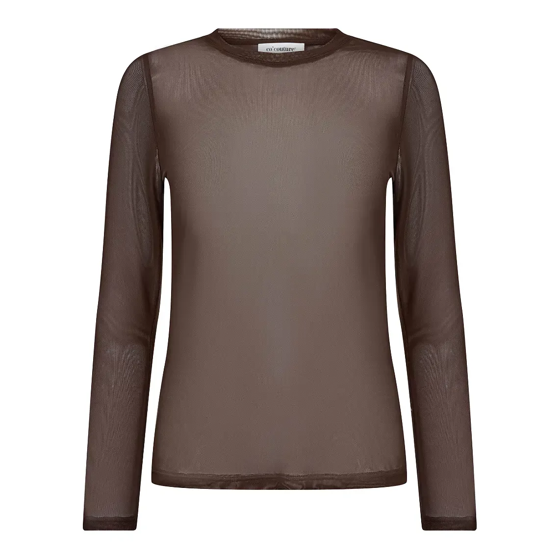Co'Couture - Mesh O-neck blouse dark brown