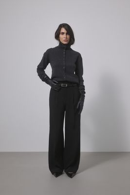 My Essential Wardrobe - Tracy Knit Rollneck cardigan Dark Grey melange