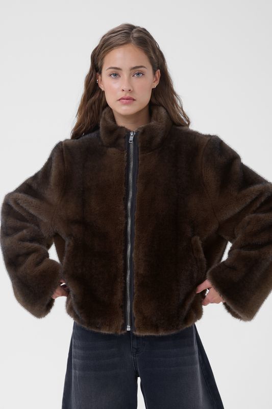 My Essential Wardrobe - Easton Fur jacket Espresso