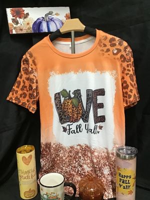 Orange Fall Tshirt with leopard print