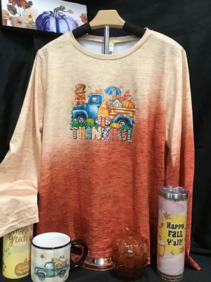 Fall Two-Tone Orange Long Sleeve Shirts