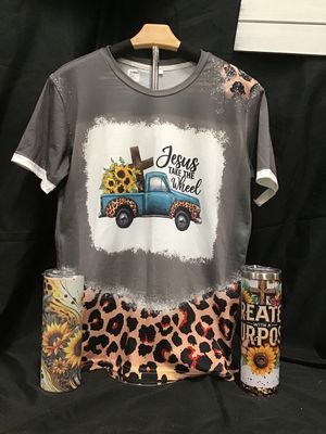 Jesus take the Wheel multicolor Tshirt
