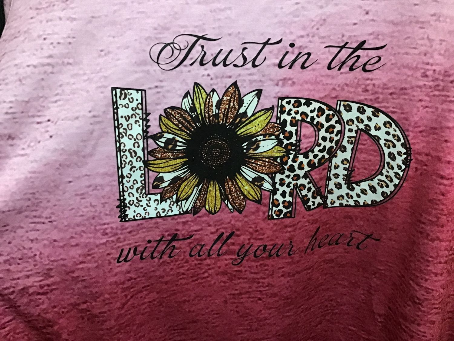 Pink Two-tone Christian Long sleeve shirt, Size: S, Design: Trust the Lord with All your Heart