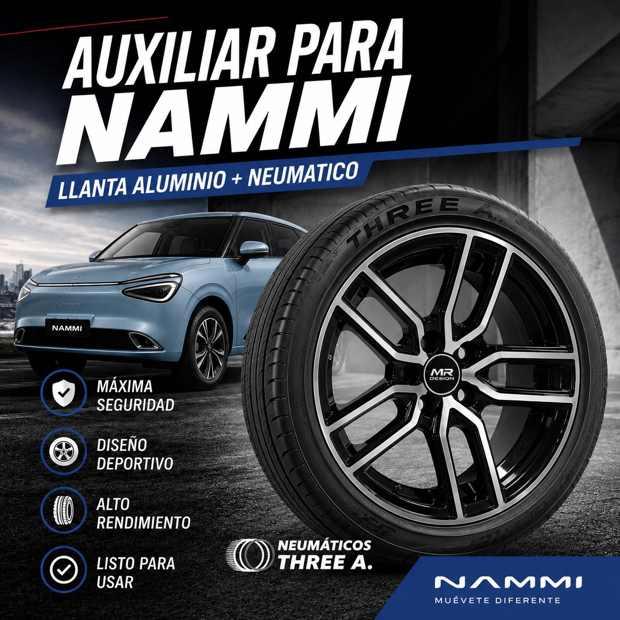 Auxiliar completa para Nammi R17+ Llanta de Aluminio
