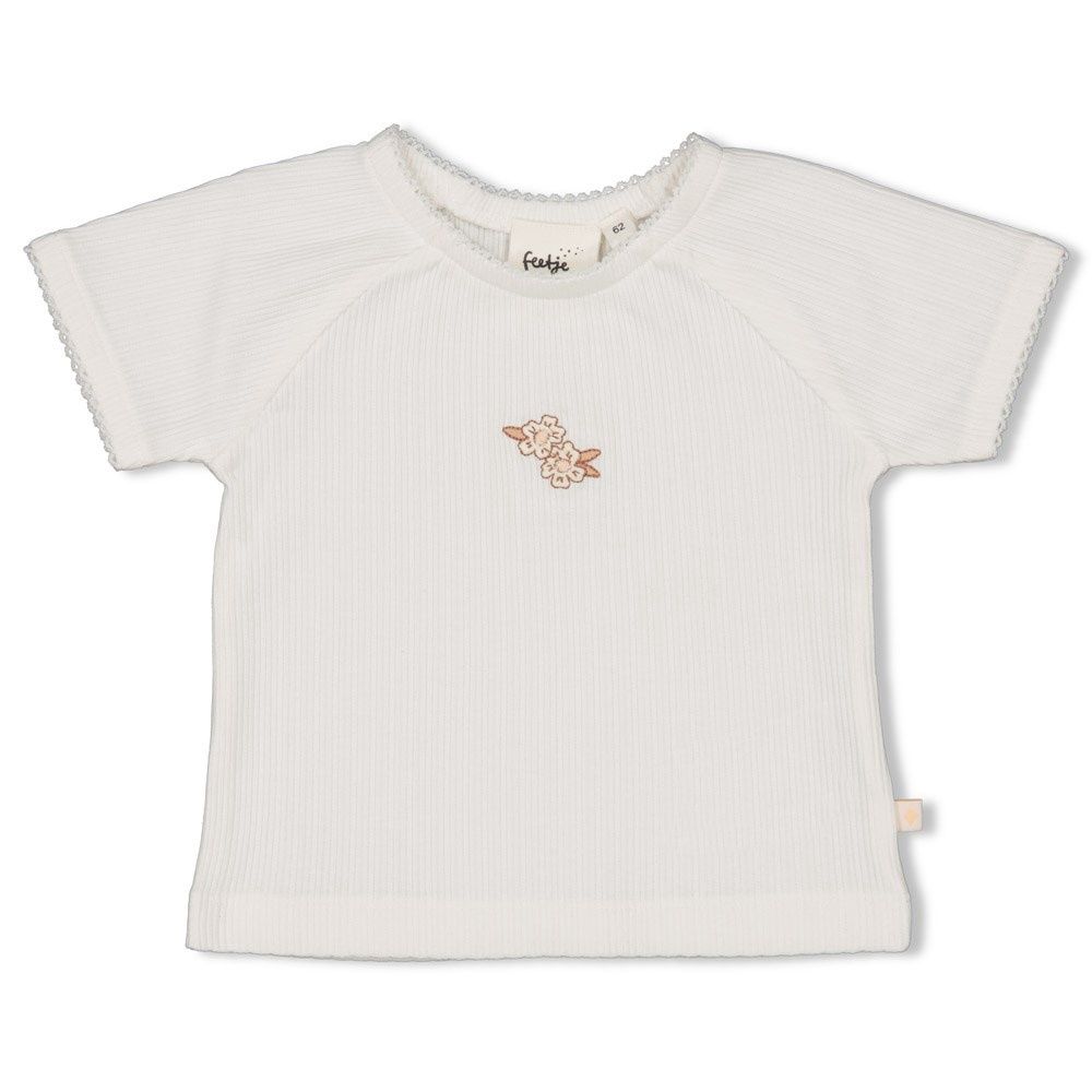 Feetje T-shirt pointelle - Flower Field Offwhite