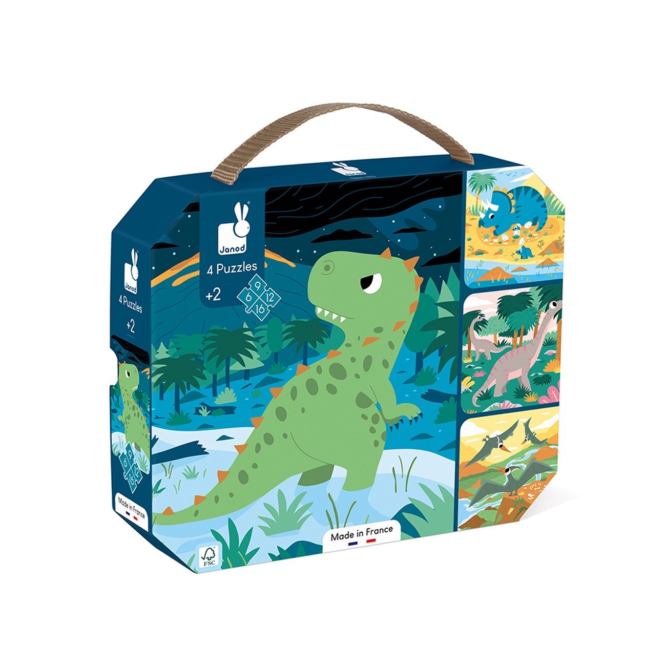 Janod Puzzel - 4 puzzels Dinosarus (6-9-12-16 stukken) 2+