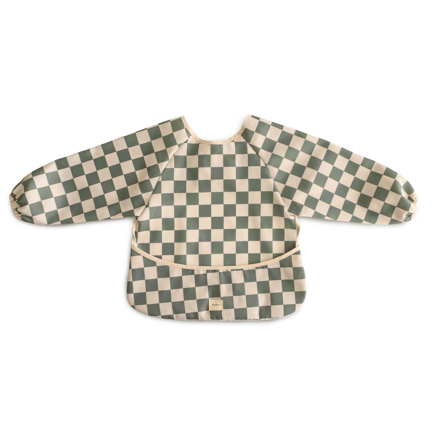 Mushie Longe sleeve Bib Olive Check