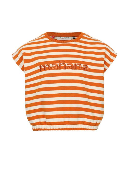 LOOXS Little Striped Short Sleeve Sweat To BURNT ORANGE STRIPE