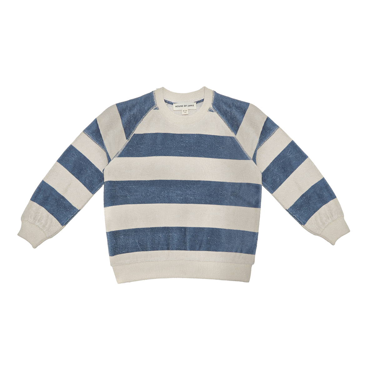 House of Jamie Relaxed Raglan Sweater Indigo Stripes