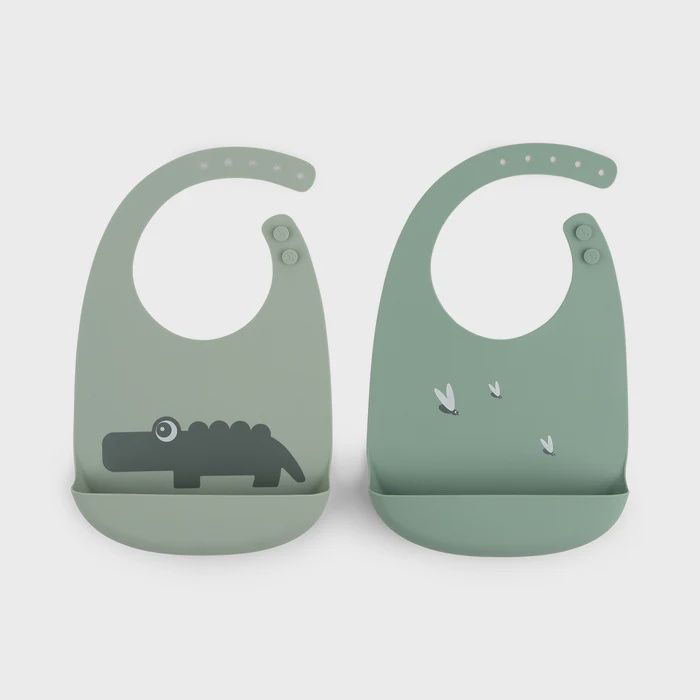 Done by Deer Silicone Bib 2-pack Croco Green