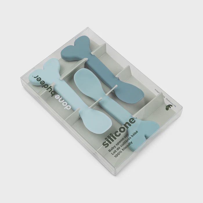 Done by Deer Silicone Baby spoon 3-pack Wally blue