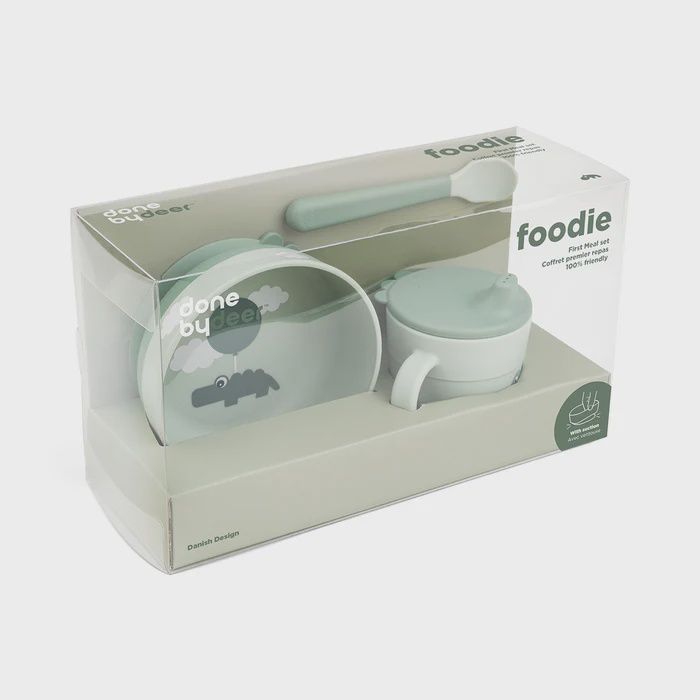 Done by Deer Foodie first meal set w/suction Happy Green