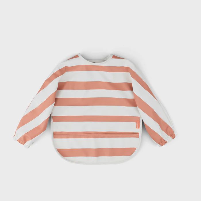 Done by Deer Sleeved pocket bib Stripes Papaya