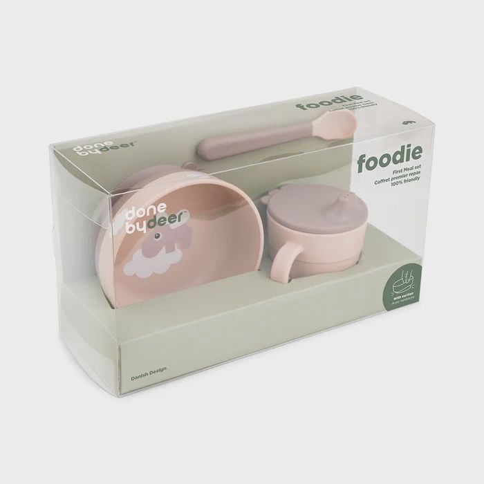 Done by Deer Foodie first meal set w/suction Happy Clouds Powder